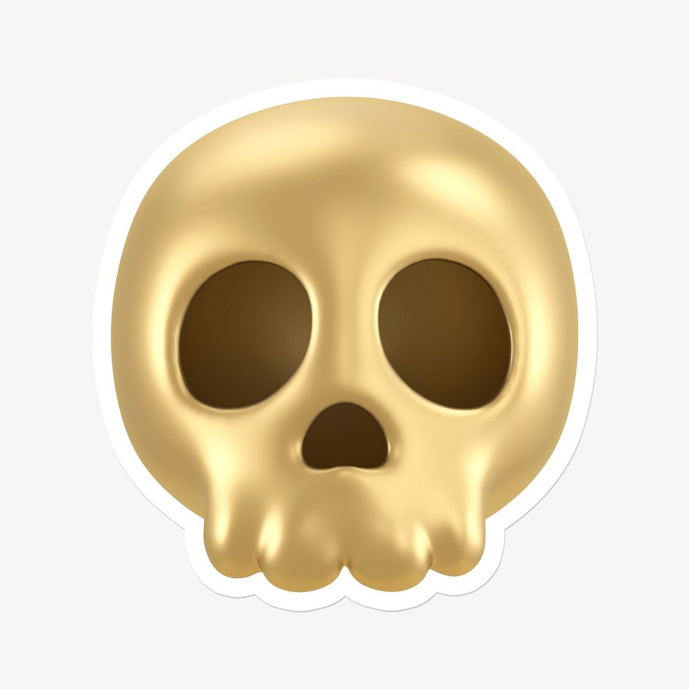 Gold skull icon sticker white free photo rawpixel