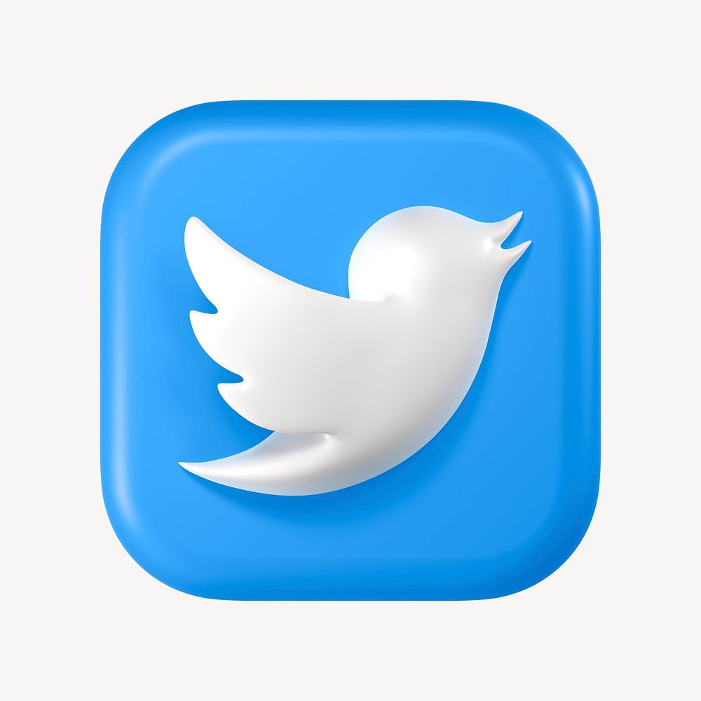 Twitter icon for social media in 3D design psd. 25 MAY 2022 - BANGKOK, THAILAND
