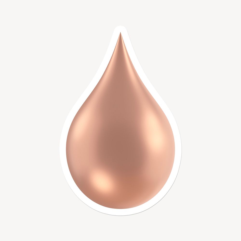 Pink water drop icon, 3D rendering illustration