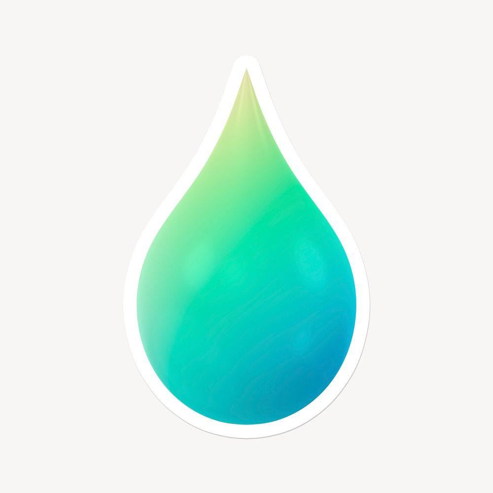 Water drop, environment icon sticker with white border