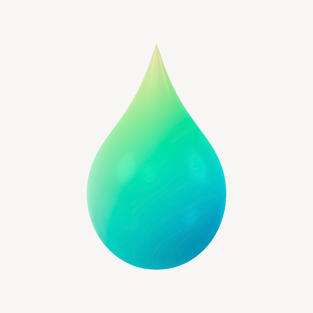 Water drop, environment 3D icon sticker psd