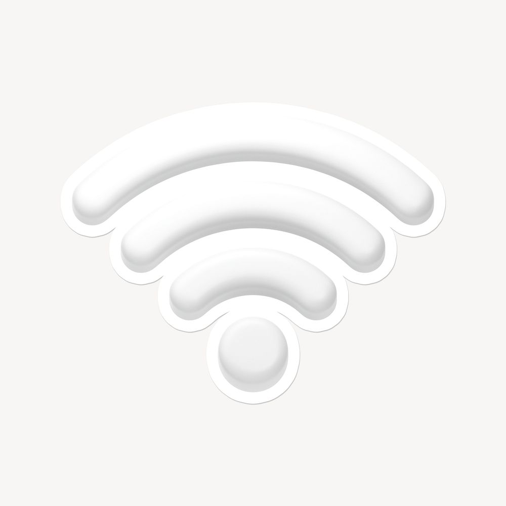White wifi network icon sticker with white border