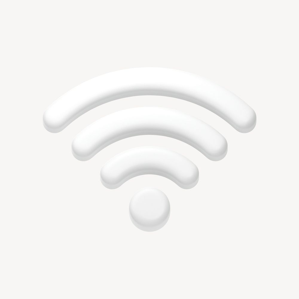 White wifi network 3D icon sticker psd
