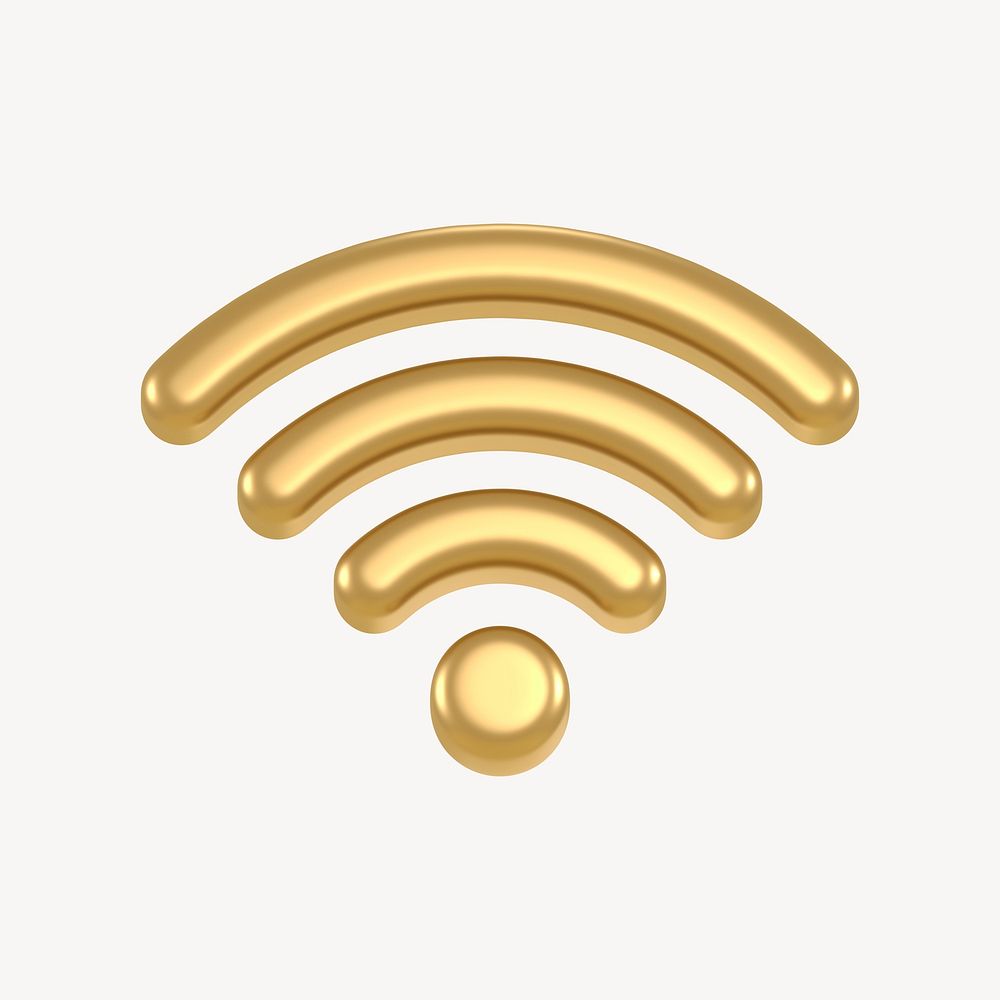 Gold wifi network 3D icon sticker psd