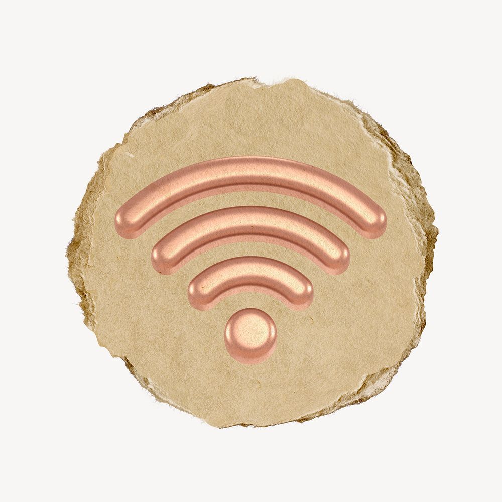 Wifi network icon, ripped paper badge