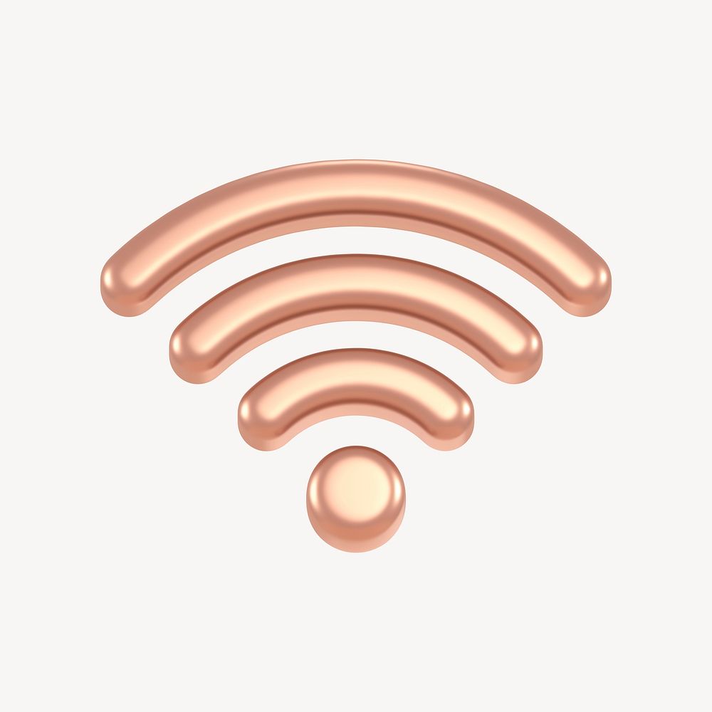 Wifi network 3D, rose gold icon sticker psd