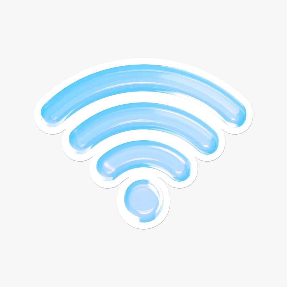 Wifi network icon, glossy sticker with white border