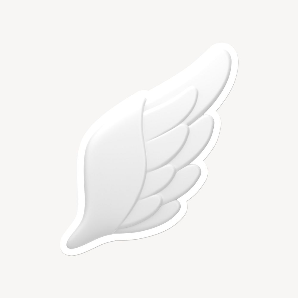 Angel wing icon sticker with white border
