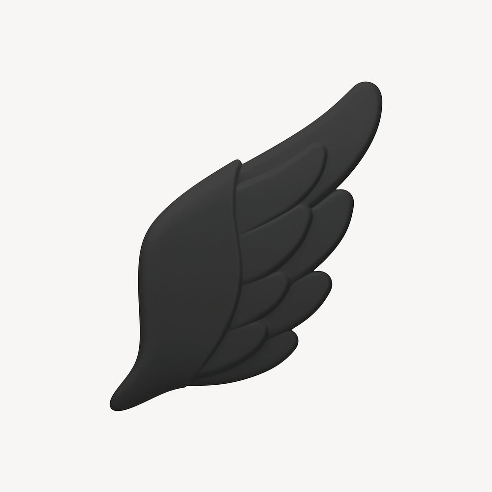 Black angel wing 3D icon sticker psd