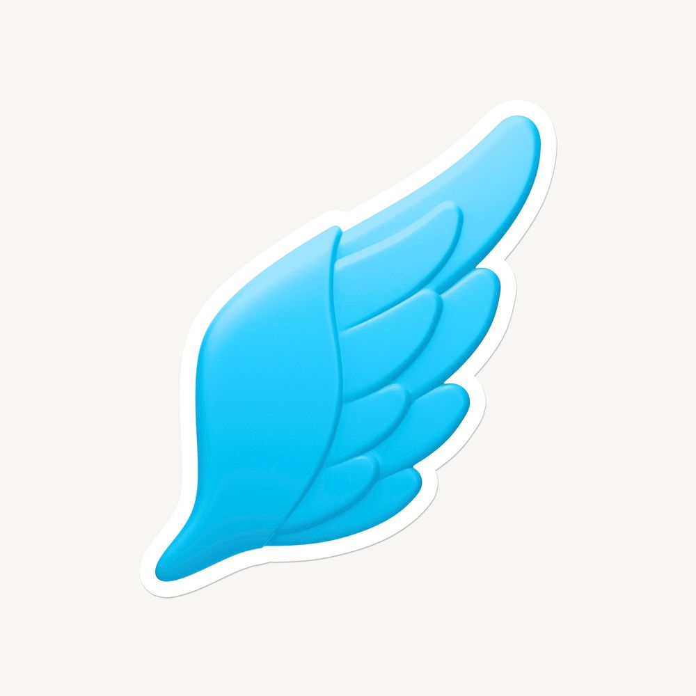 Angel wing icon sticker with white border