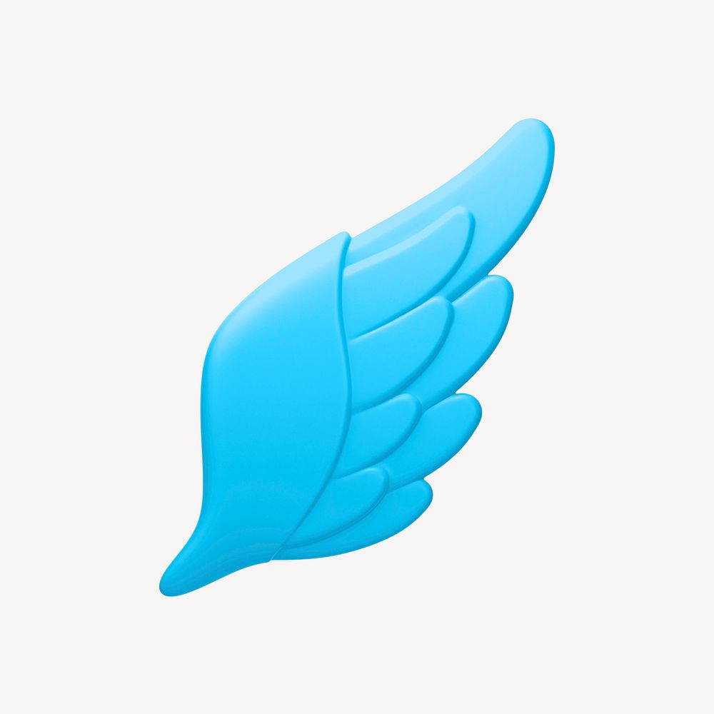 Angel wing icon, 3D rendering illustration