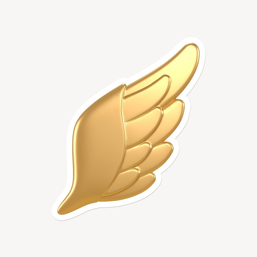 Gold angel wing icon sticker with white border