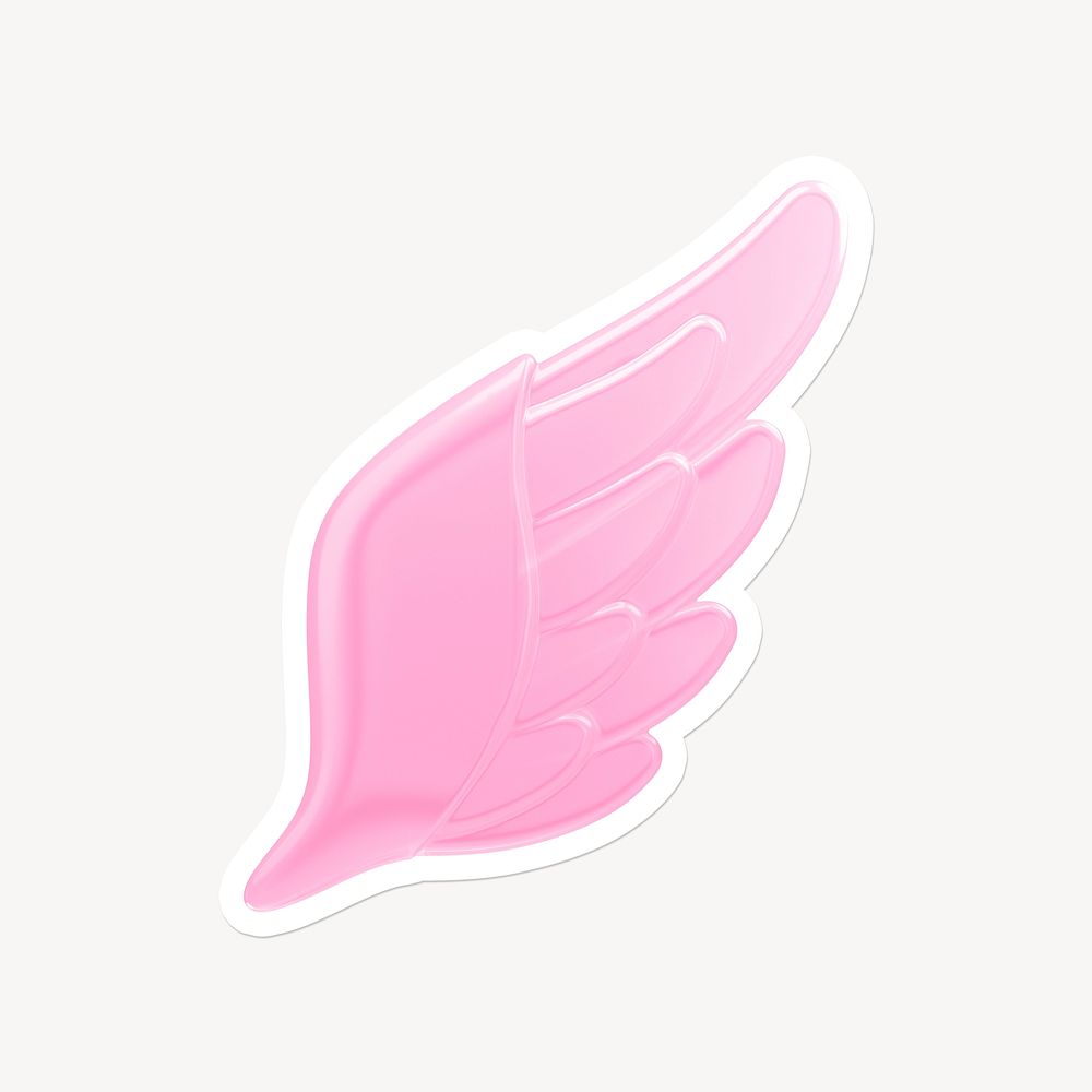 Pink angel wing icon sticker with white border