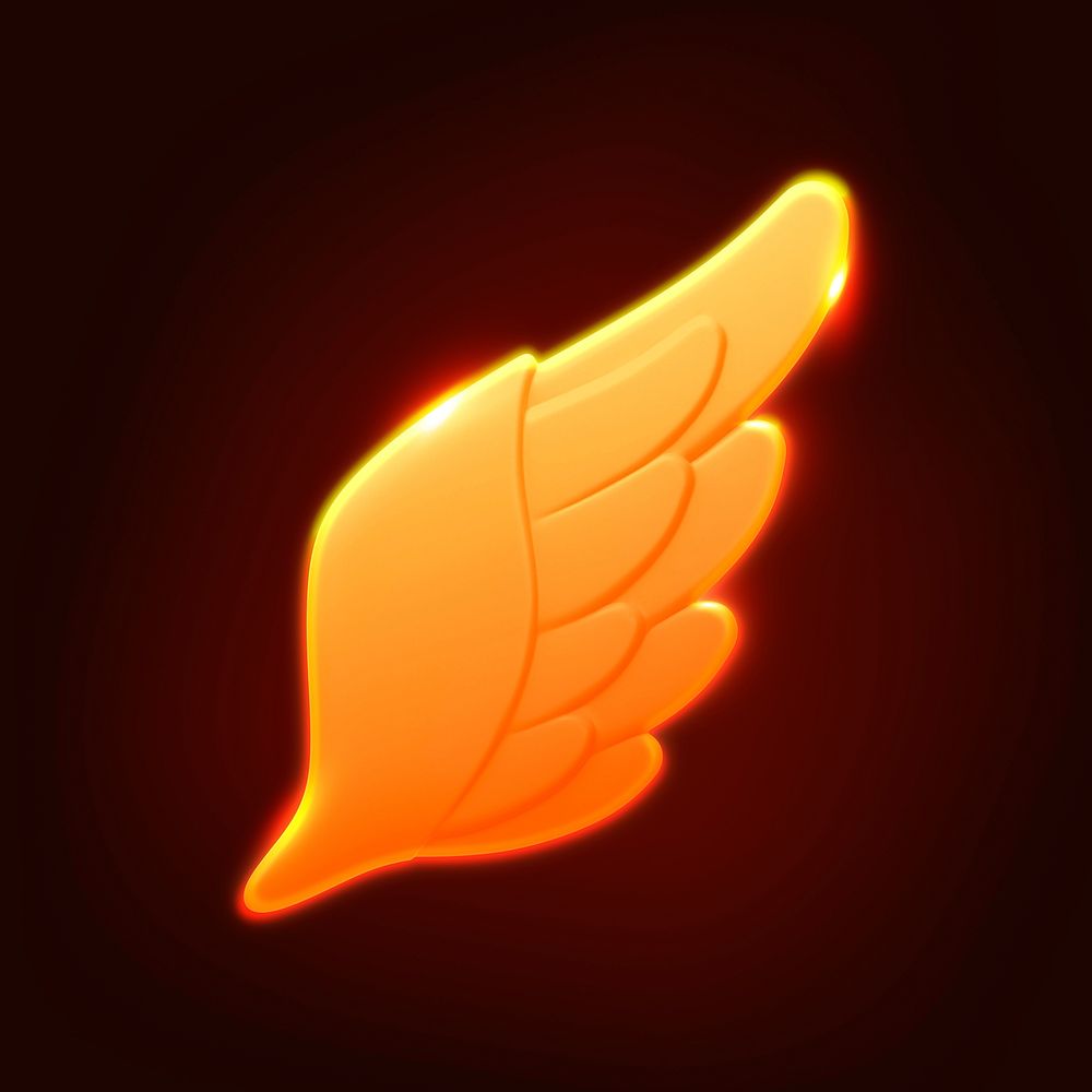 Angel wing icon, neon 3D rendering illustration