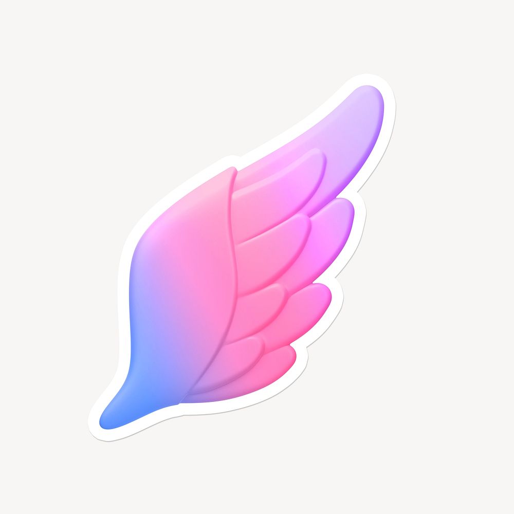 Gradient angel wing icon sticker with white border