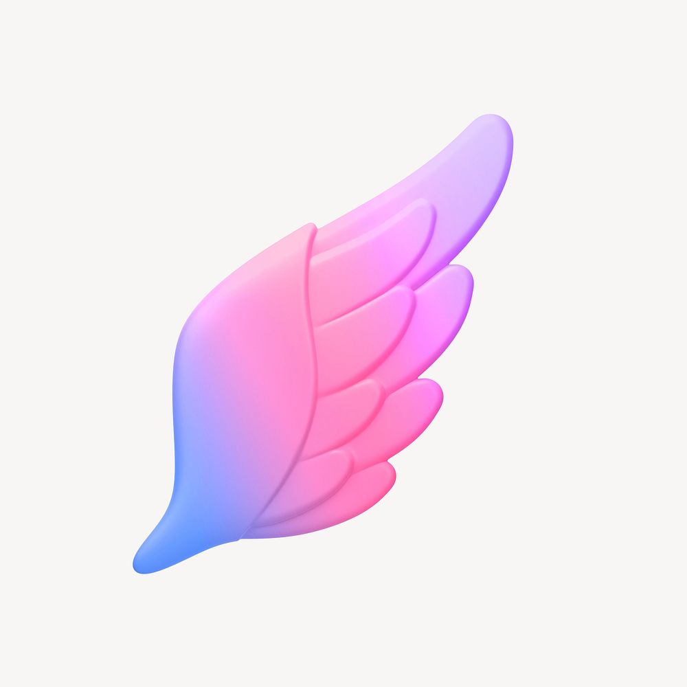 Angel wing 3D icon sticker psd