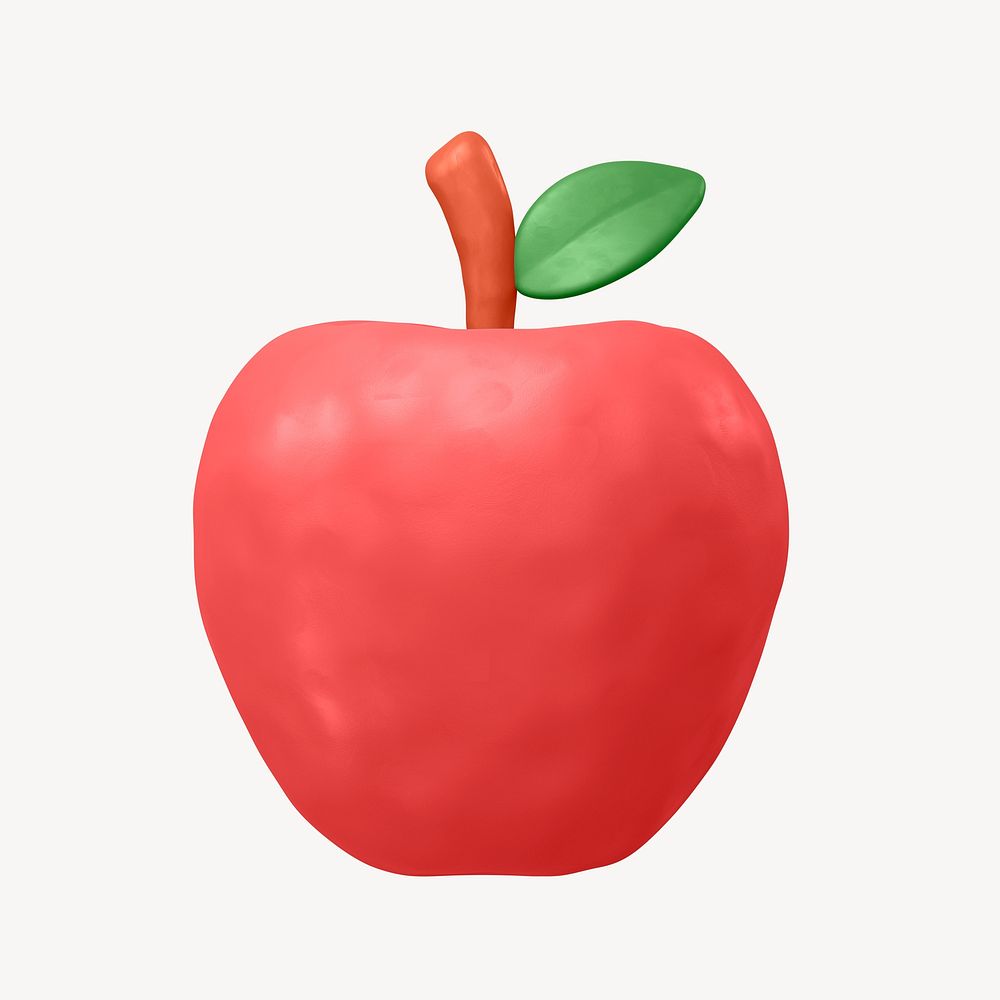 Apple icon, 3D clay texture design psd