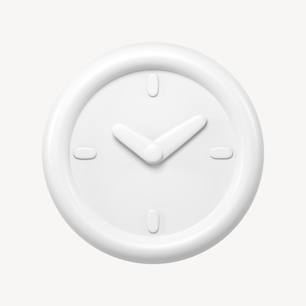 Clock icon, 3D minimal illustration psd