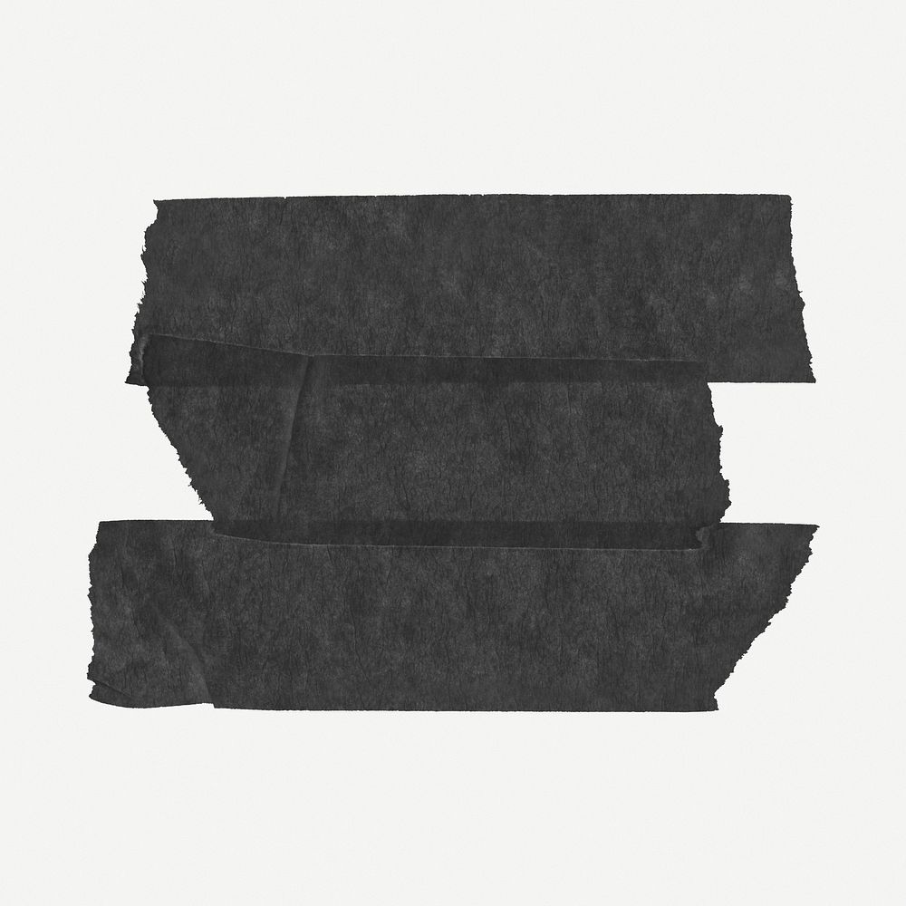 Black washi tape sticker, journal collage element psd