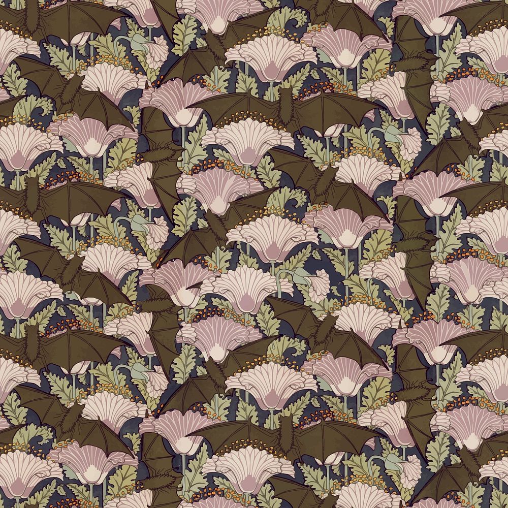 Maurice’s floral background, bats, famous artwork remixed by rawpixel vector