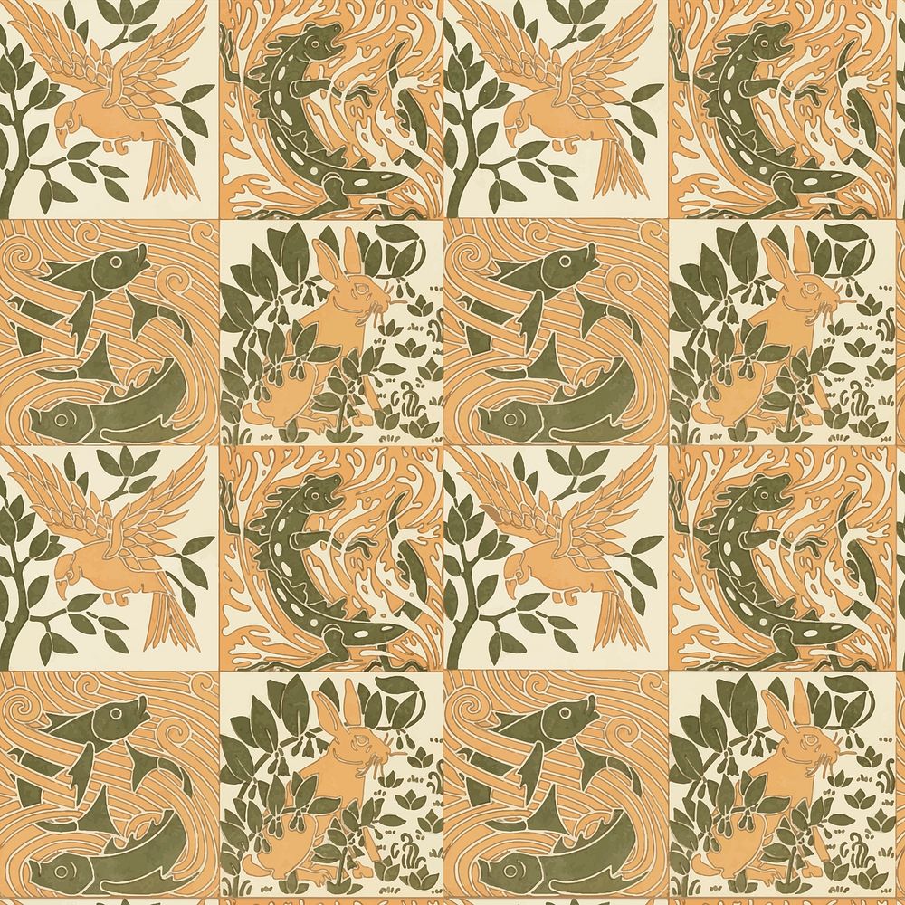 Exotic animal pattern background, Maurice Pillard Verneuil artwork remixed by rawpixel vector