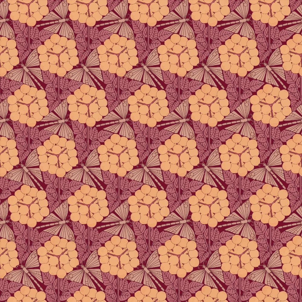 Vintage flower pattern background, Maurice Pillard Verneuil artwork remixed by rawpixel vector