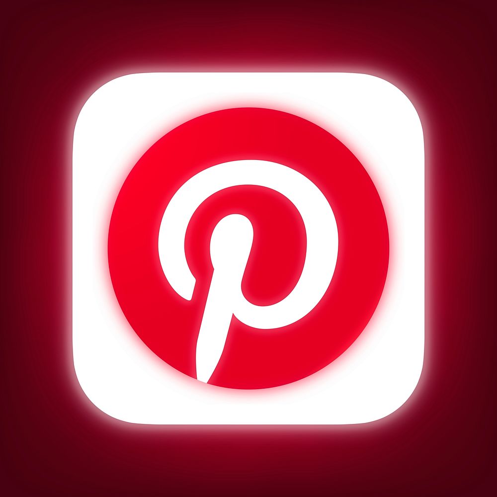 Pinterest icon for social media in neon design. 13 MAY 2022 - BANGKOK, THAILAND