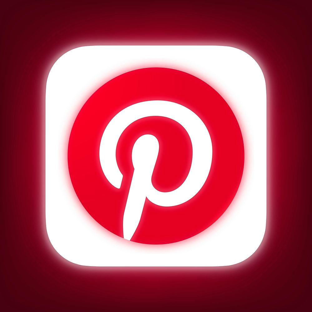 Pinterest icon for social media in neon design psd. 13 MAY 2022 - BANGKOK, THAILAND