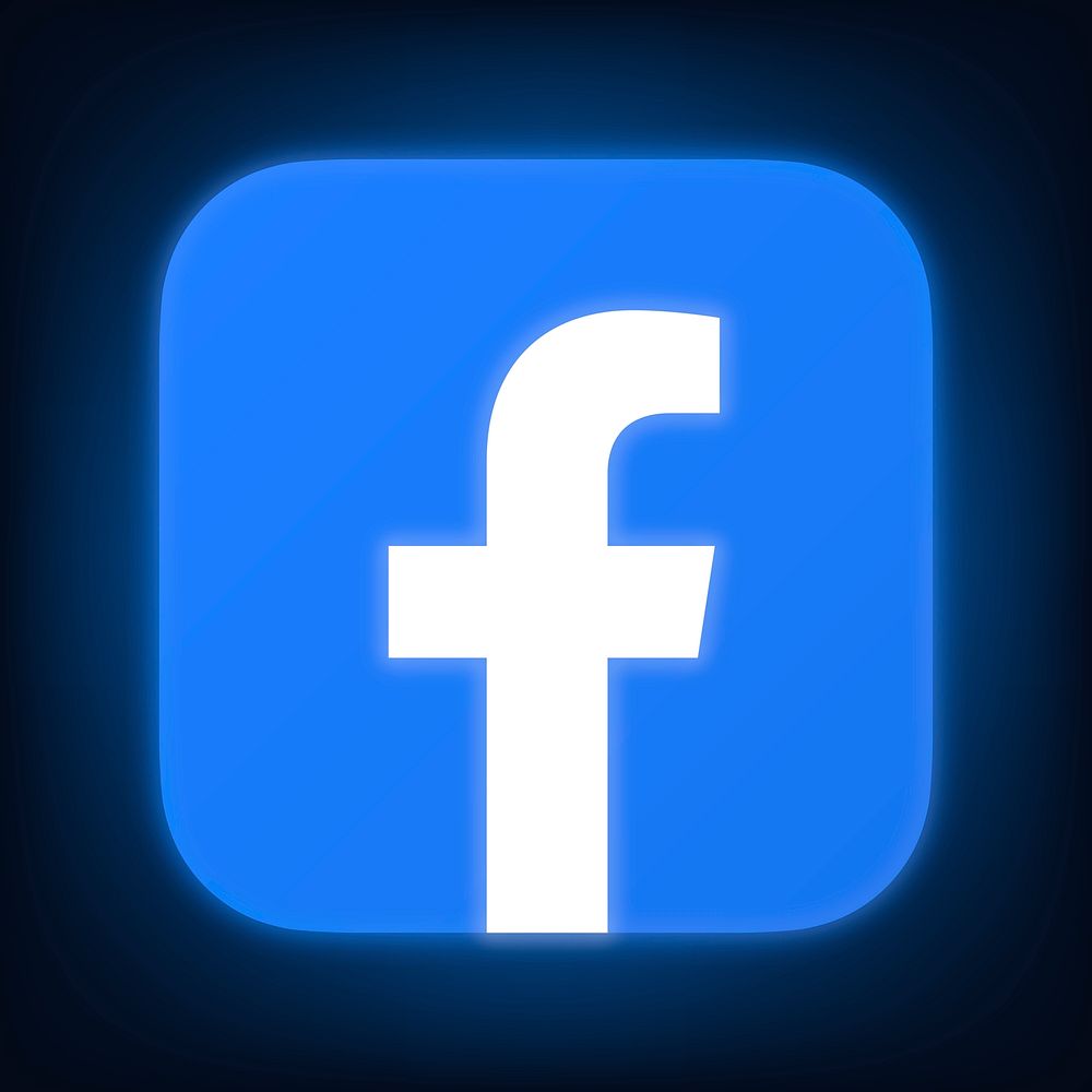 Facebook icon for social media in neon design psd. 13 MAY 2022 - BANGKOK, THAILAND
