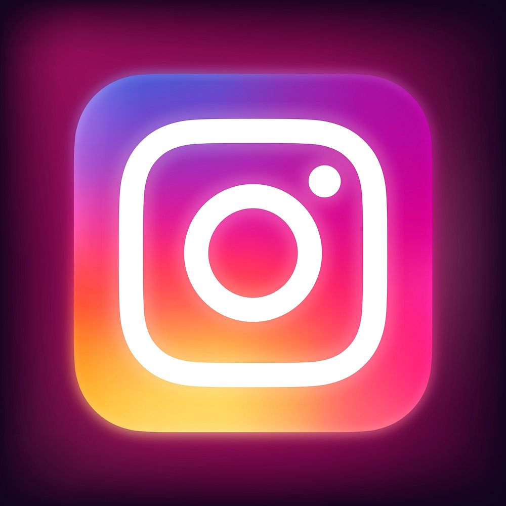 Instagram icon for social media in neon design. 13 MAY 2022 - BANGKOK, THAILAND