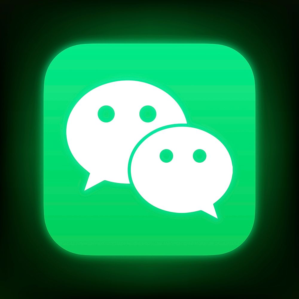 WeChat icon for social media in neon design. 13 MAY 2022 - BANGKOK, THAILAND