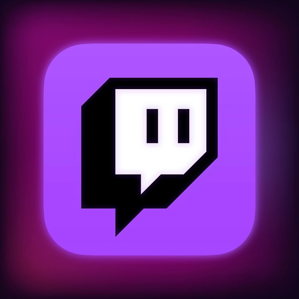 Twitch icon for social media in neon design psd. 13 MAY 2022 - BANGKOK, THAILAND