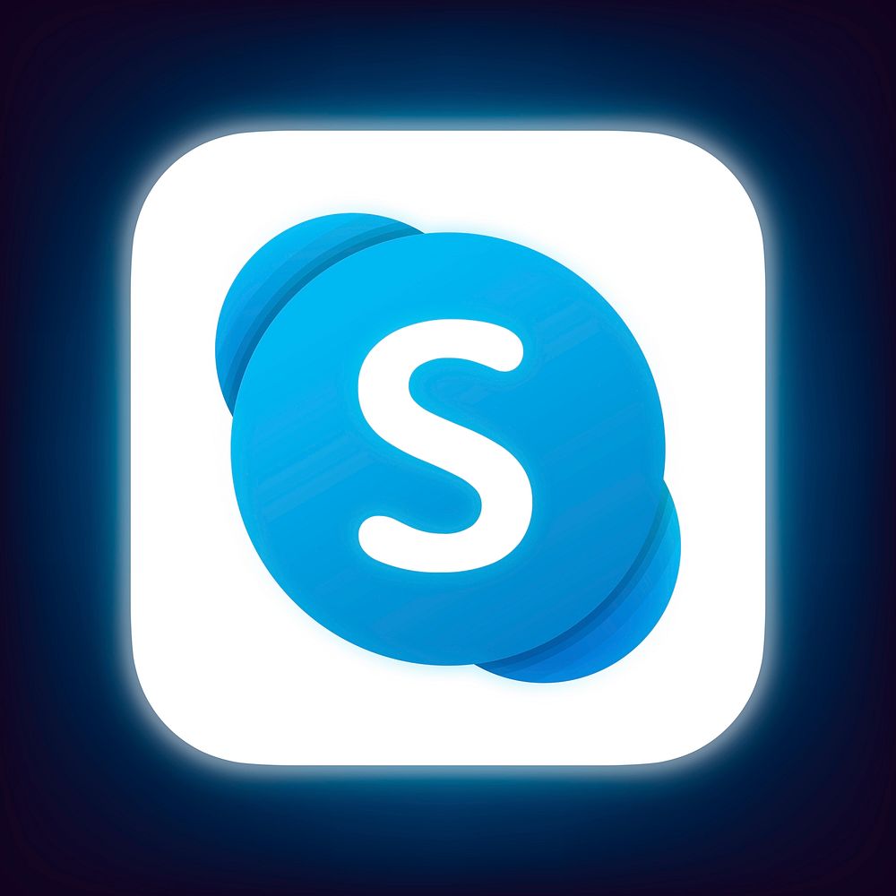 Skype icon for social media in neon design. 13 MAY 2022 - BANGKOK, THAILAND