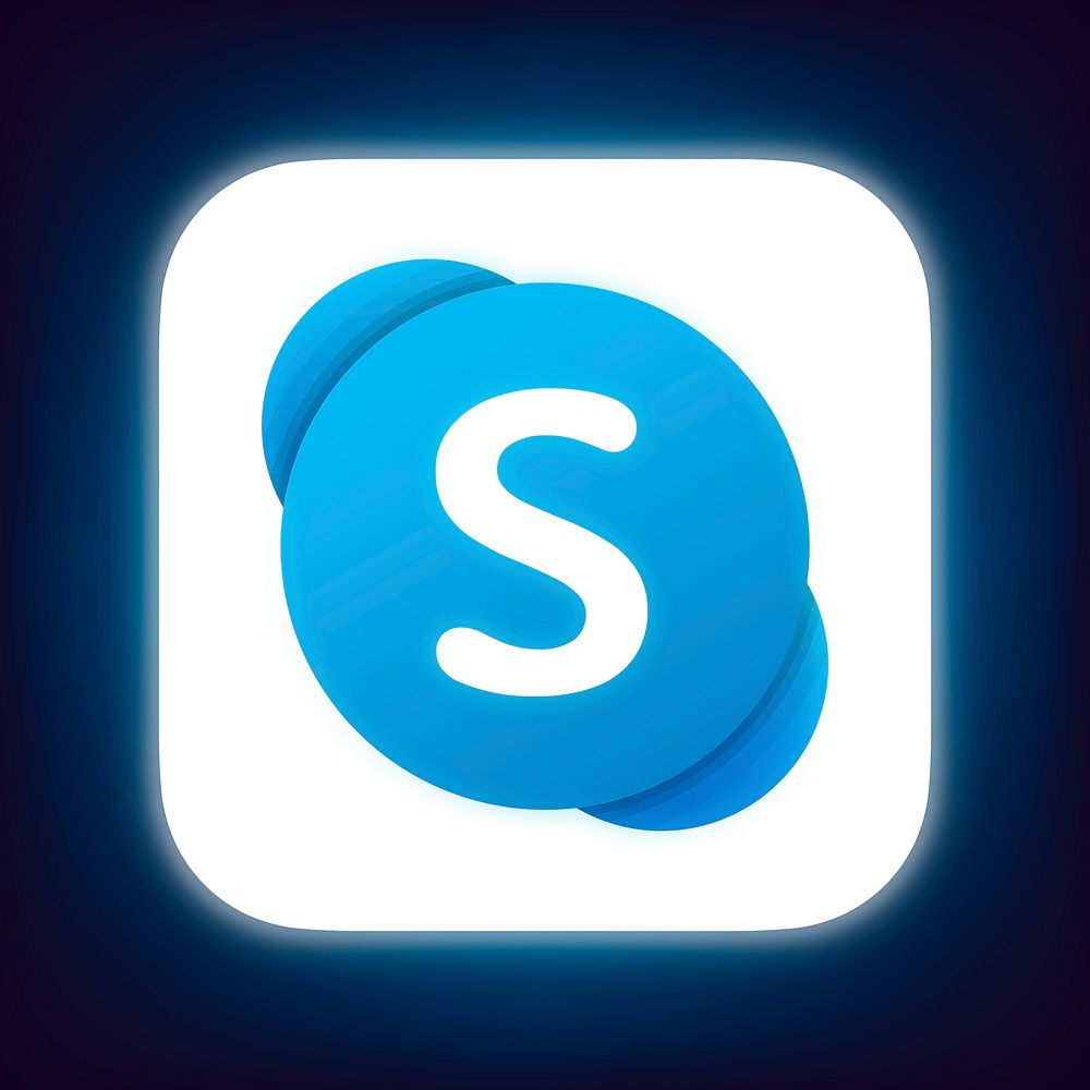Skype icon for social media in neon design psd. 13 MAY 2022 - BANGKOK, THAILAND