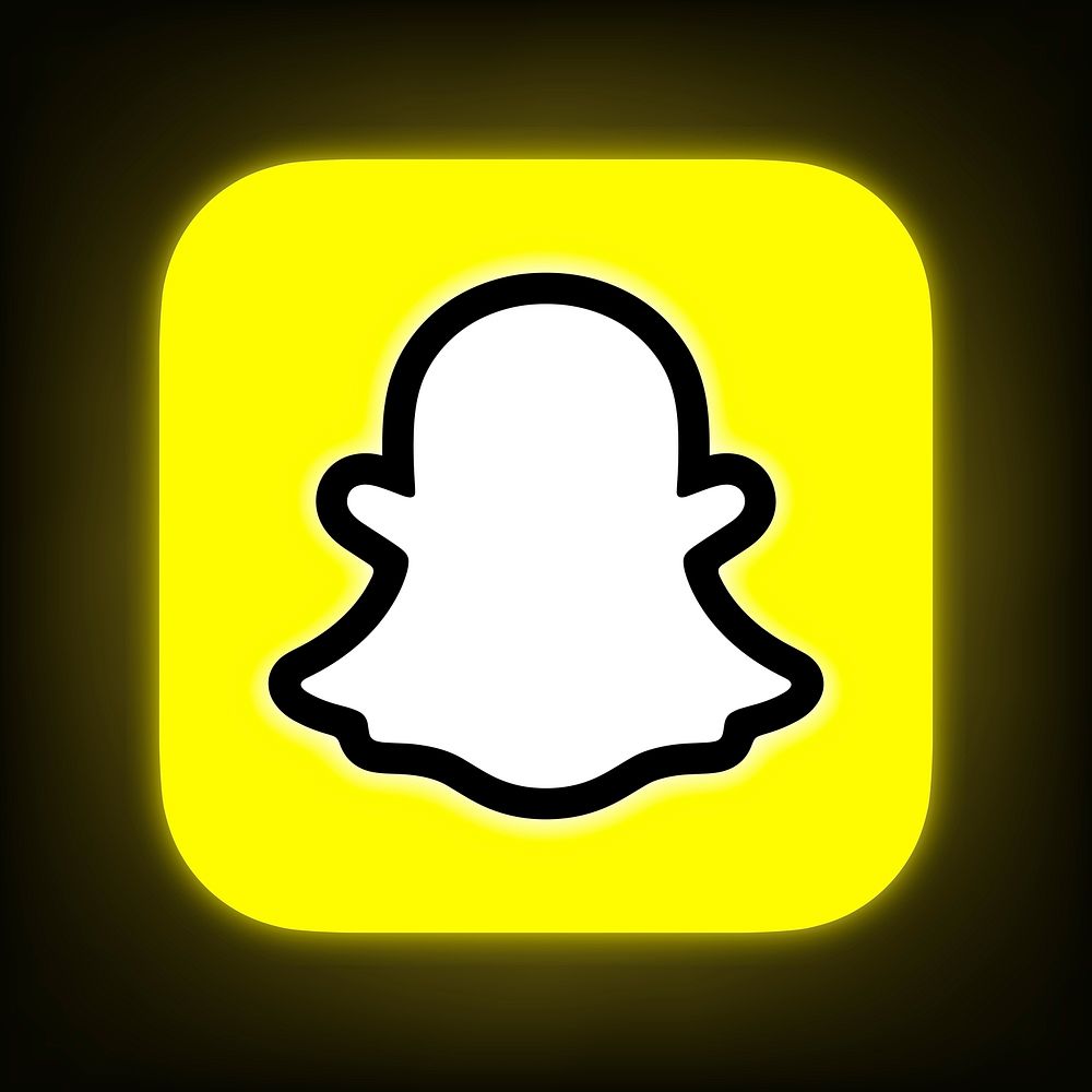 Snapchat icon for social media in neon design psd. 13 MAY 2022 - BANGKOK, THAILAND