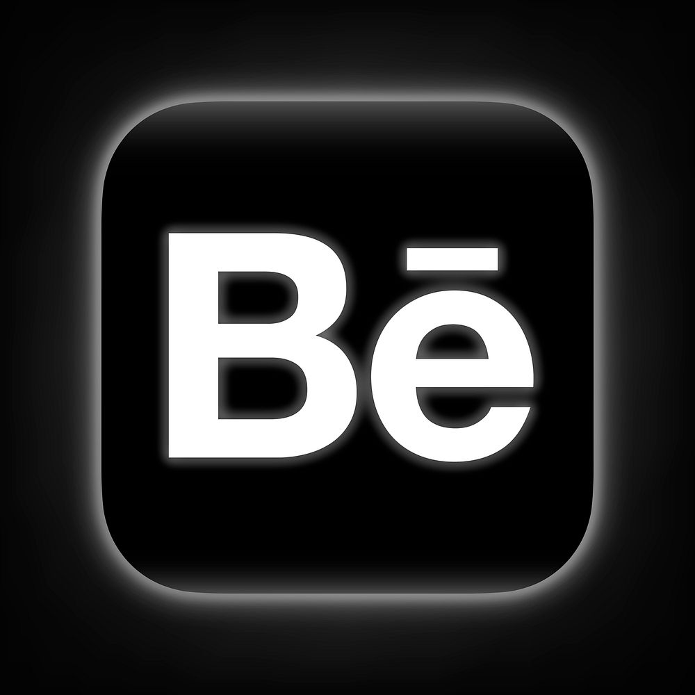 Behance icon for social media in neon design psd. 13 MAY 2022 - BANGKOK, THAILAND