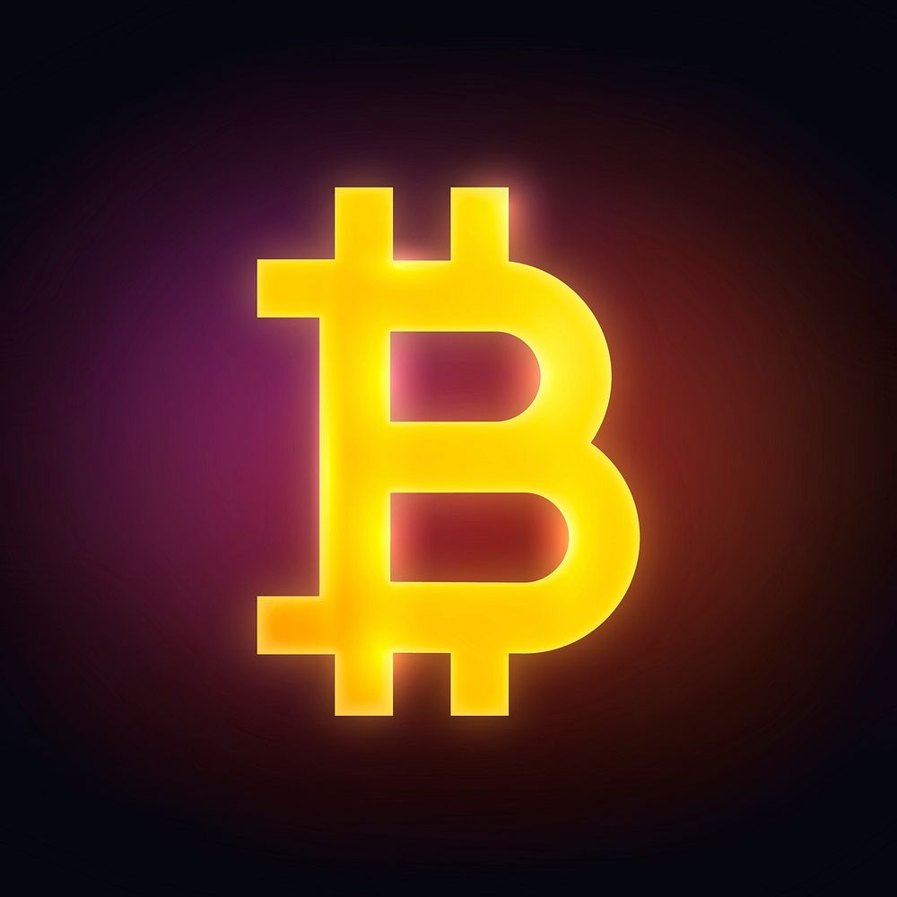 Bitcoin cryptocurrency icon, neon glow design vector