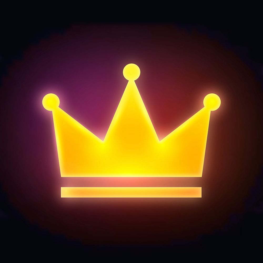 Crown ranking icon, neon glow design psd