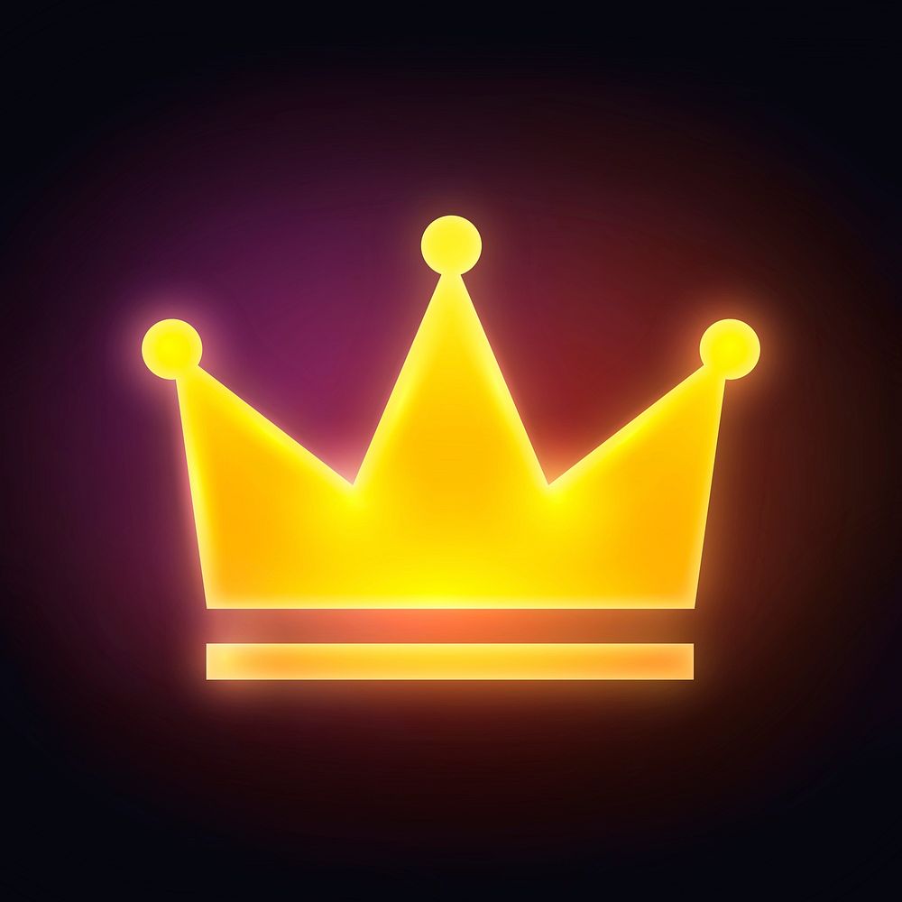 Crown ranking icon, neon glow design vector