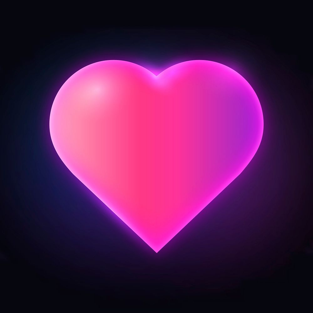 Heart shape icon, neon glow design