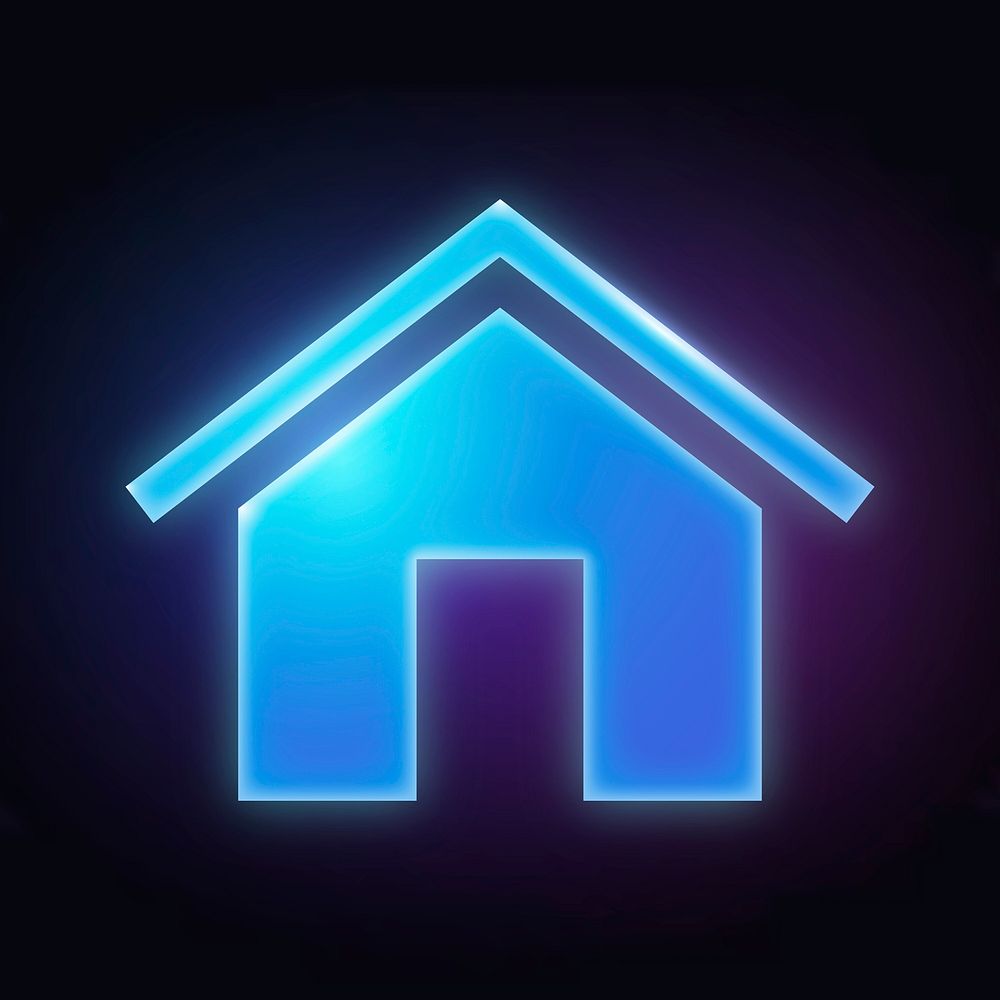 Home icon, neon glow design vector