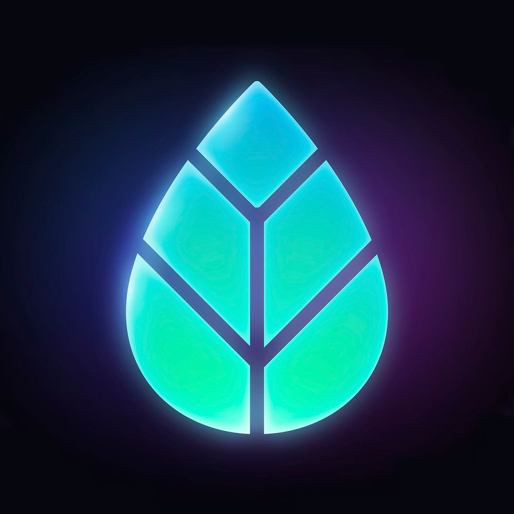Leaf, environment icon, neon glow design