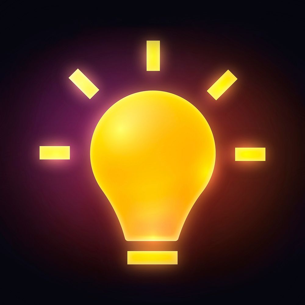 Light bulb icon, neon glow design vector