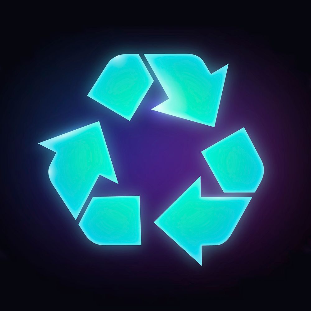 Recycle, environment icon, neon glow design vector