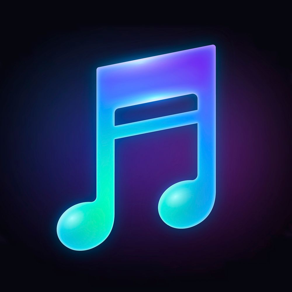 Music note app icon, neon glow design vector