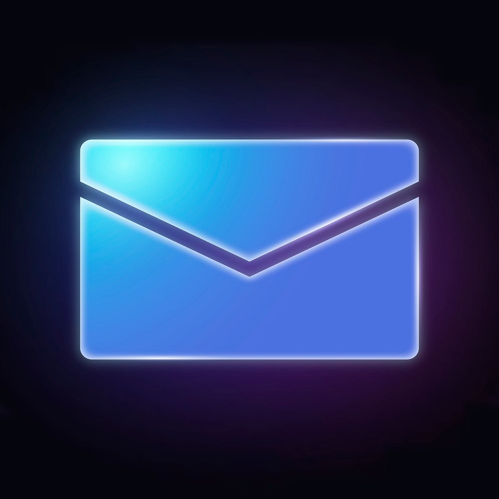 Envelope email icon, neon glow design psd
