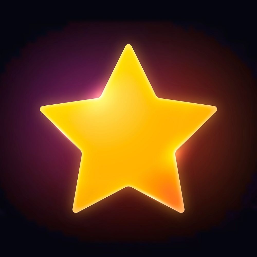 Star shape icon, neon glow design vector