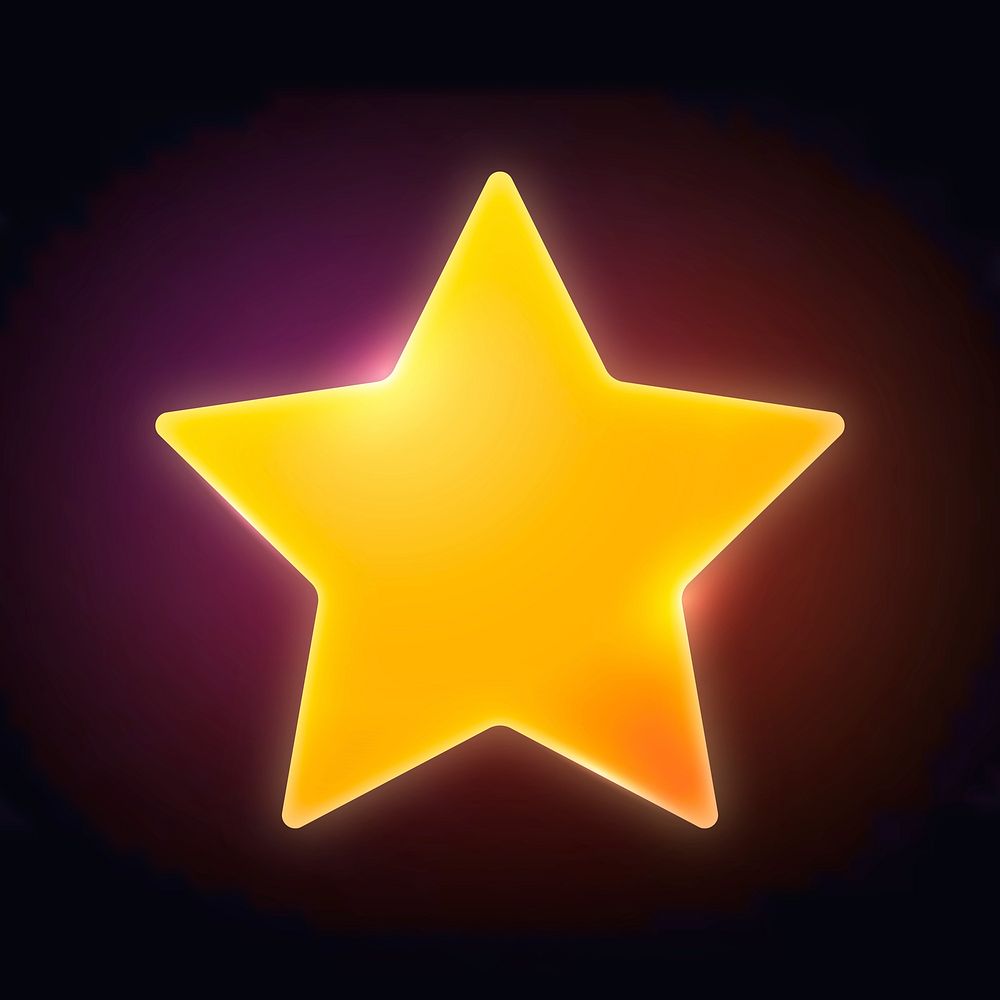 Star shape icon, neon glow design psd