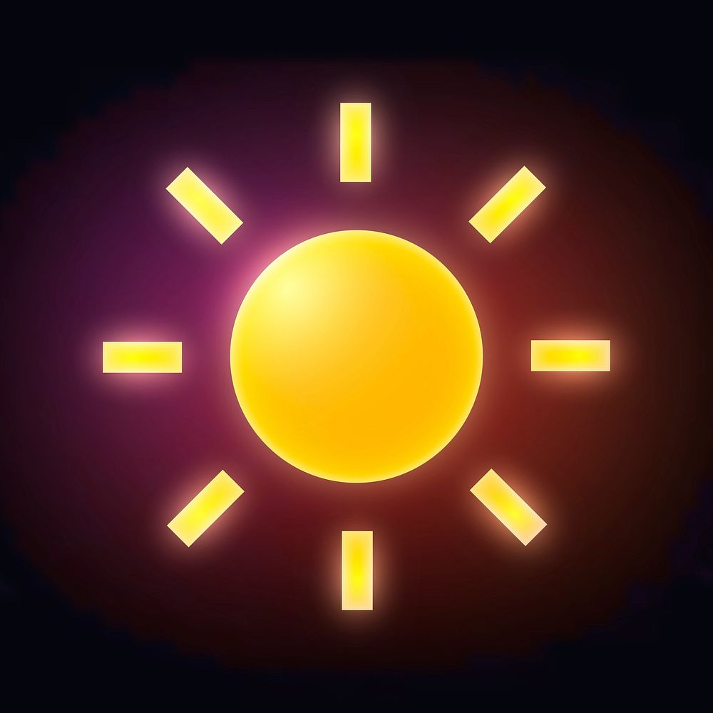 Sun, weather icon, neon glow design psd