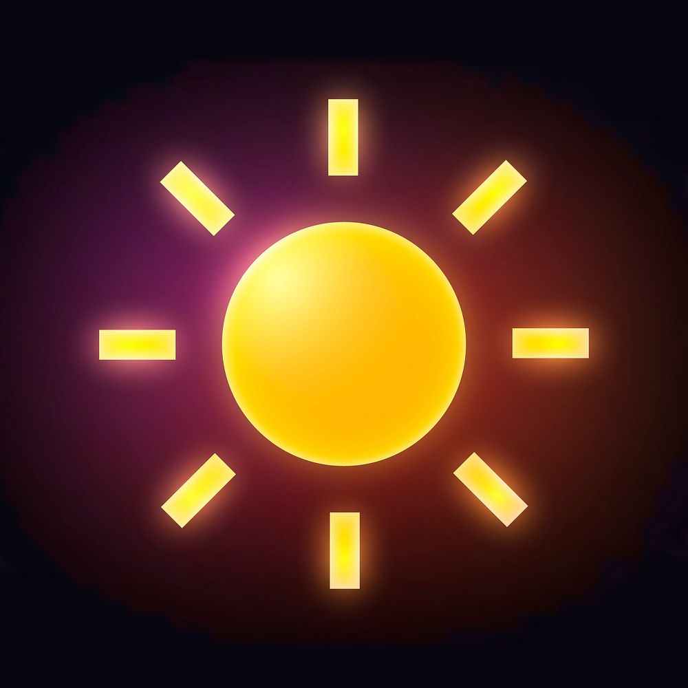Sun, weather icon, neon glow design vector